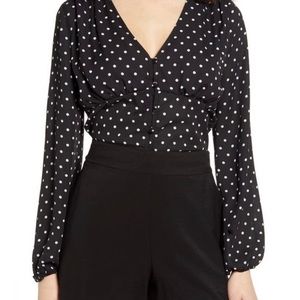 Leith Long Sleeve Polka Dot Top NWOT